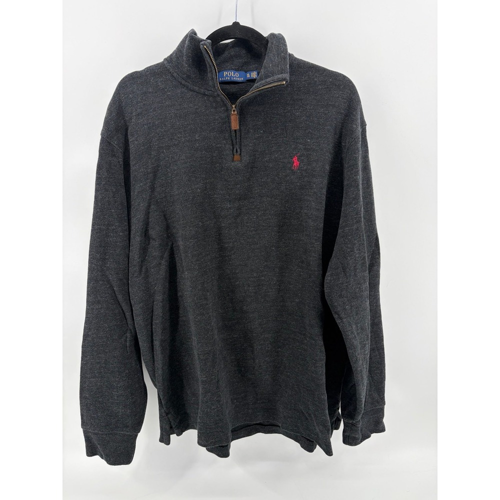 Polo Ralph Lauren, Quarter-Zip, Pullover, Signature Pony Logo, Gray, Men XL